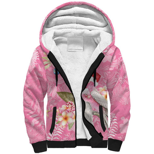 Joyful Pink Cockatoo Sherpa Hoodie Australia Christmas Vibes - Aussie Hoodie
