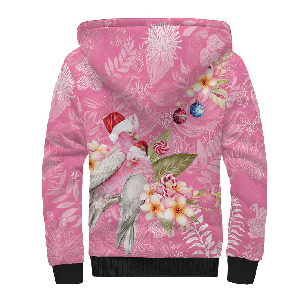 Joyful Pink Cockatoo Sherpa Hoodie Australia Christmas Vibes - Aussie Hoodie