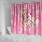 Joyful Pink Cockatoo Shower Curtain Australia Christmas Vibes - Aussie Hoodie