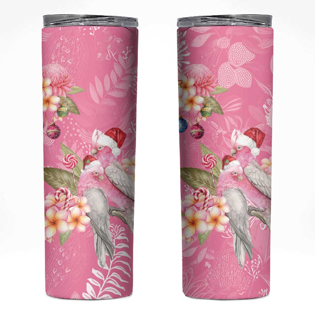 Joyful Pink Cockatoo Skinny Tumbler Australia Christmas Vibes - Aussie Hoodie