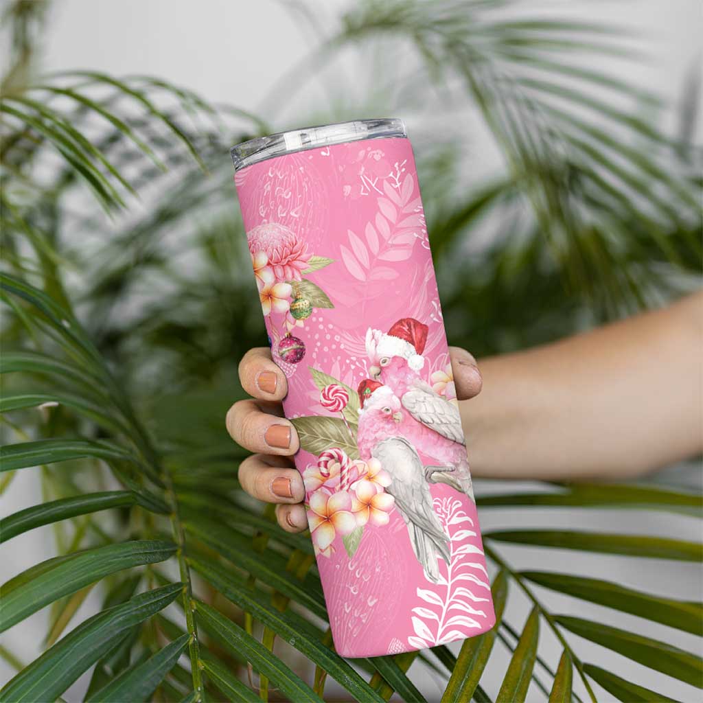 Joyful Pink Cockatoo Skinny Tumbler Australia Christmas Vibes - Aussie Hoodie
