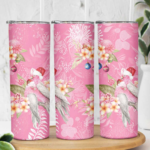 Joyful Pink Cockatoo Skinny Tumbler Australia Christmas Vibes - Aussie Hoodie