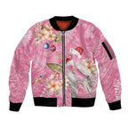 Joyful Pink Cockatoo Sleeve Zip Bomber Jacket Australia Christmas Vibes - Aussie Hoodie