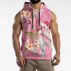 Joyful Pink Cockatoo Sleeveless Hoodie Australia Christmas Vibes - Aussie Hoodie