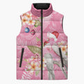 Joyful Pink Cockatoo Sleeveless Puffer Jacket Australia Christmas Vibes - Aussie Hoodie