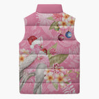 Joyful Pink Cockatoo Sleeveless Puffer Jacket Australia Christmas Vibes - Aussie Hoodie