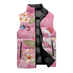 Joyful Pink Cockatoo Sleeveless Puffer Jacket Australia Christmas Vibes - Aussie Hoodie