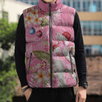 Joyful Pink Cockatoo Sleeveless Puffer Jacket Australia Christmas Vibes - Aussie Hoodie