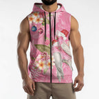 Joyful Pink Cockatoo Sleeveless Zip Hoodie Australia Christmas Vibes LT9