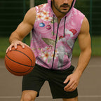 Joyful Pink Cockatoo Sleeveless Zip Hoodie Australia Christmas Vibes LT9