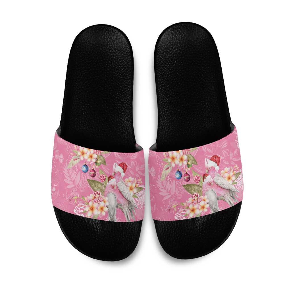 Joyful Pink Cockatoo Slide Sandals Australia Christmas Vibes - Aussie Hoodie