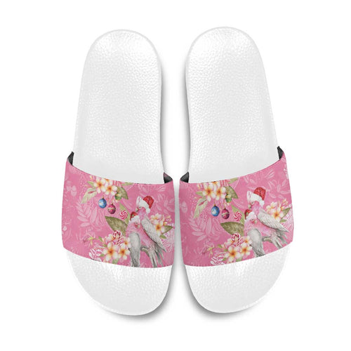 Joyful Pink Cockatoo Slide Sandals Australia Christmas Vibes - Aussie Hoodie