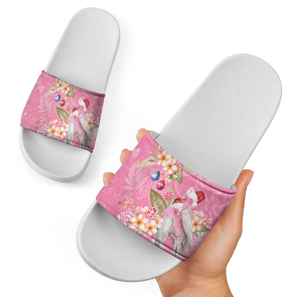 Joyful Pink Cockatoo Slide Sandals Australia Christmas Vibes - Aussie Hoodie