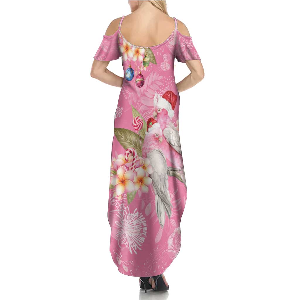 Joyful Pink Cockatoo Summer Maxi Dress Australia Christmas Vibes - Aussie Hoodie