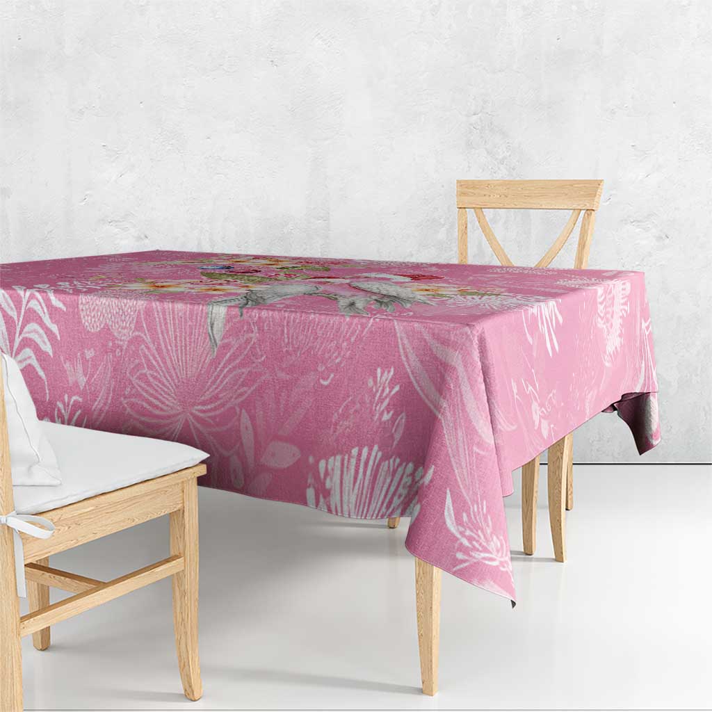 Joyful Pink Cockatoo Tablecloth Australia Christmas Vibes - Aussie Hoodie