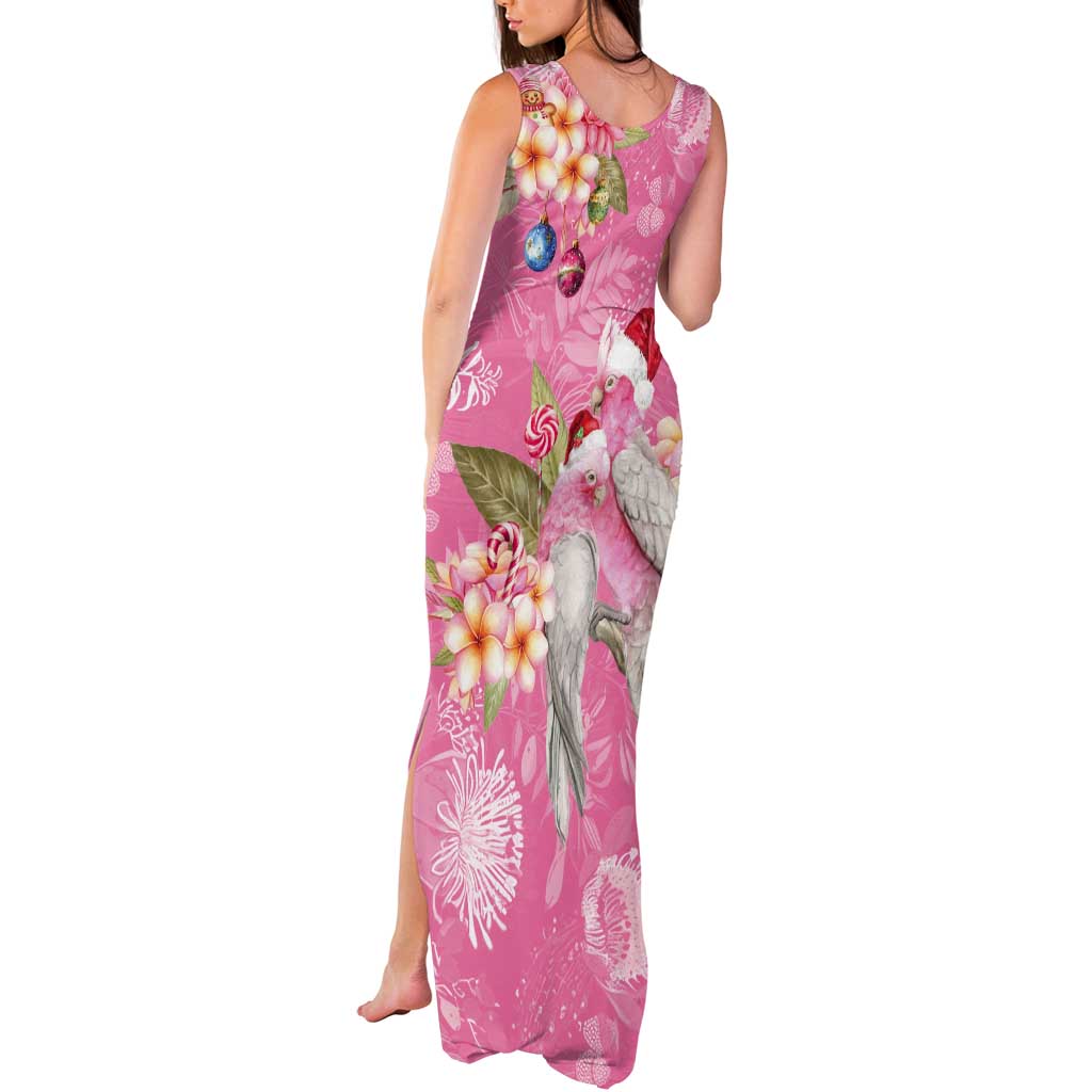 Joyful Pink Cockatoo Tank Maxi Dress Australia Christmas Vibes - Aussie Hoodie