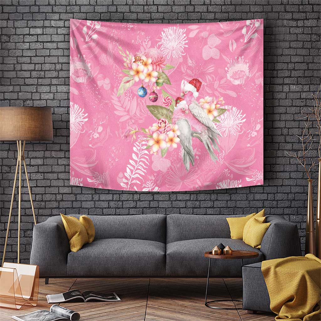 Joyful Pink Cockatoo Tapestry Australia Christmas Vibes - Aussie Hoodie
