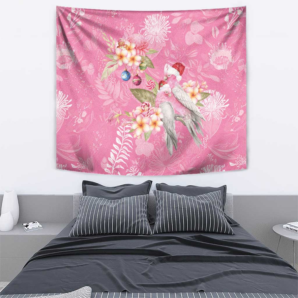Joyful Pink Cockatoo Tapestry Australia Christmas Vibes - Aussie Hoodie