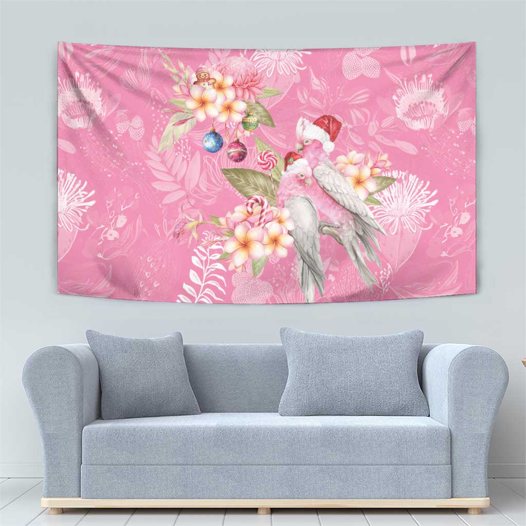 Joyful Pink Cockatoo Tapestry Australia Christmas Vibes - Aussie Hoodie