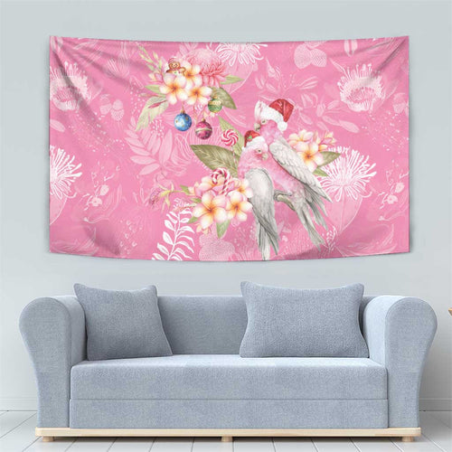 Joyful Pink Cockatoo Tapestry Australia Christmas Vibes - Aussie Hoodie