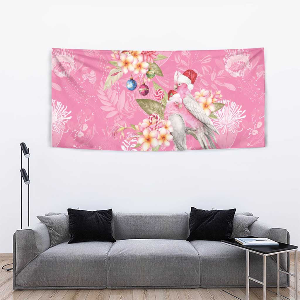 Joyful Pink Cockatoo Tapestry Australia Christmas Vibes - Aussie Hoodie