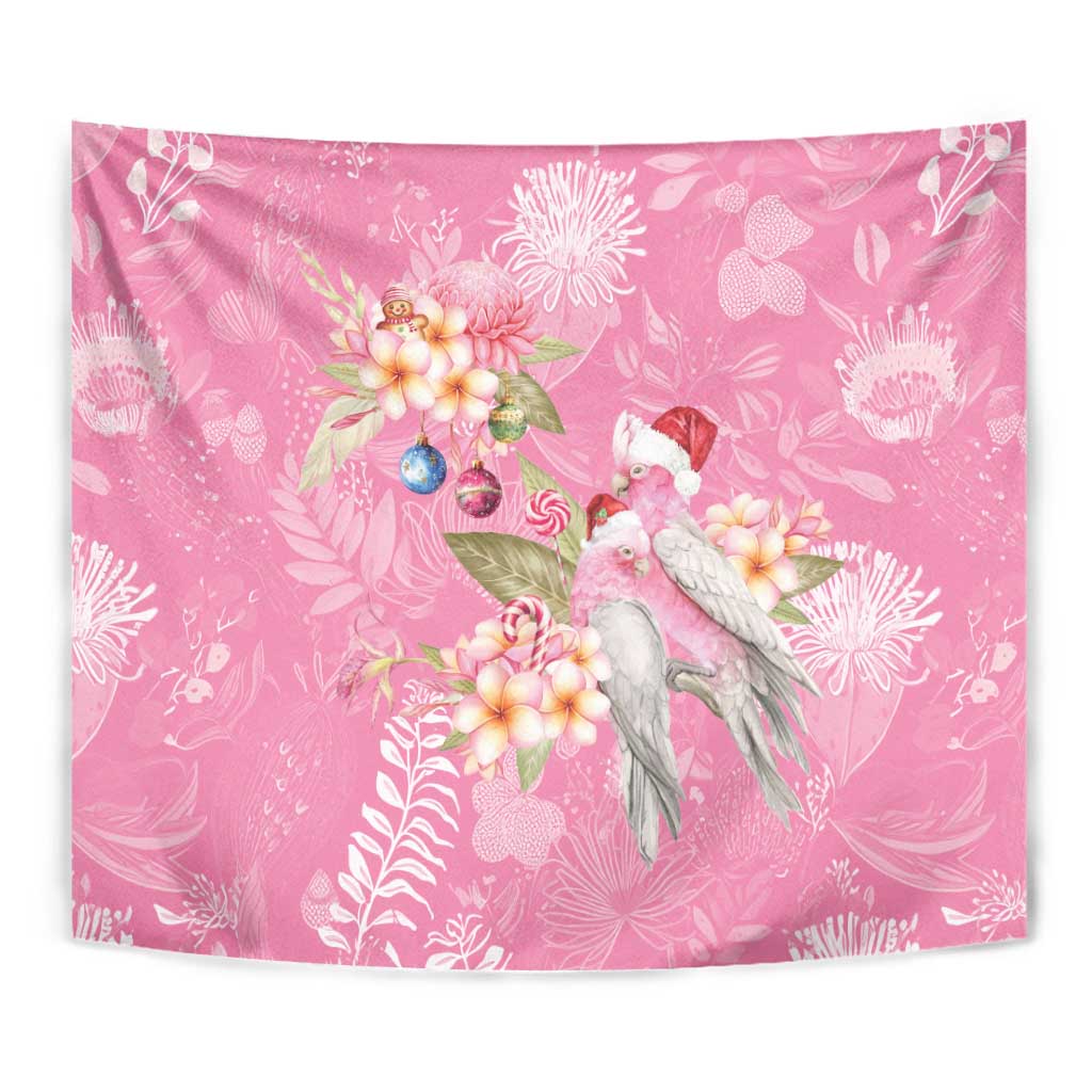 Joyful Pink Cockatoo Tapestry Australia Christmas Vibes - Aussie Hoodie