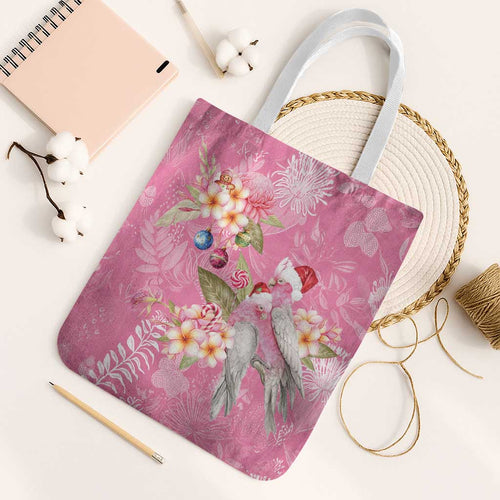 Joyful Pink Cockatoo Tote Bag Australia Christmas Vibes - Aussie Hoodie