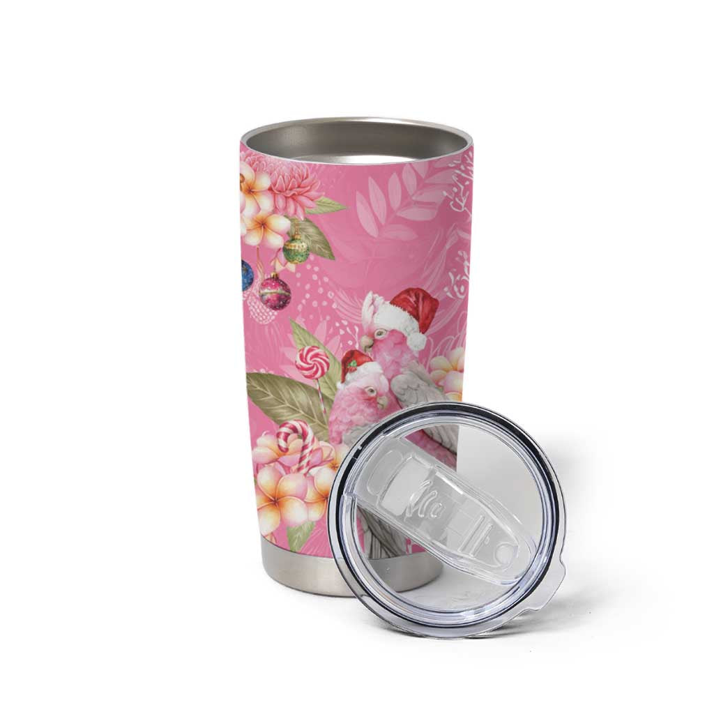 Joyful Pink Cockatoo Tumbler Cup Australia Christmas Vibes - Aussie Hoodie