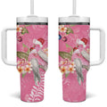 Joyful Pink Cockatoo Tumbler With Handle Australia Christmas Vibes - Aussie Hoodie
