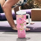 Joyful Pink Cockatoo Tumbler With Handle Australia Christmas Vibes - Aussie Hoodie
