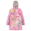 Joyful Pink Cockatoo Wearable Blanket Hoodie Australia Christmas Vibes - Aussie Hoodie