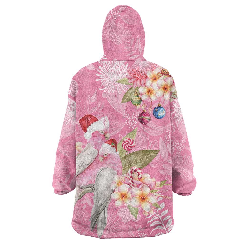 Joyful Pink Cockatoo Wearable Blanket Hoodie Australia Christmas Vibes - Aussie Hoodie
