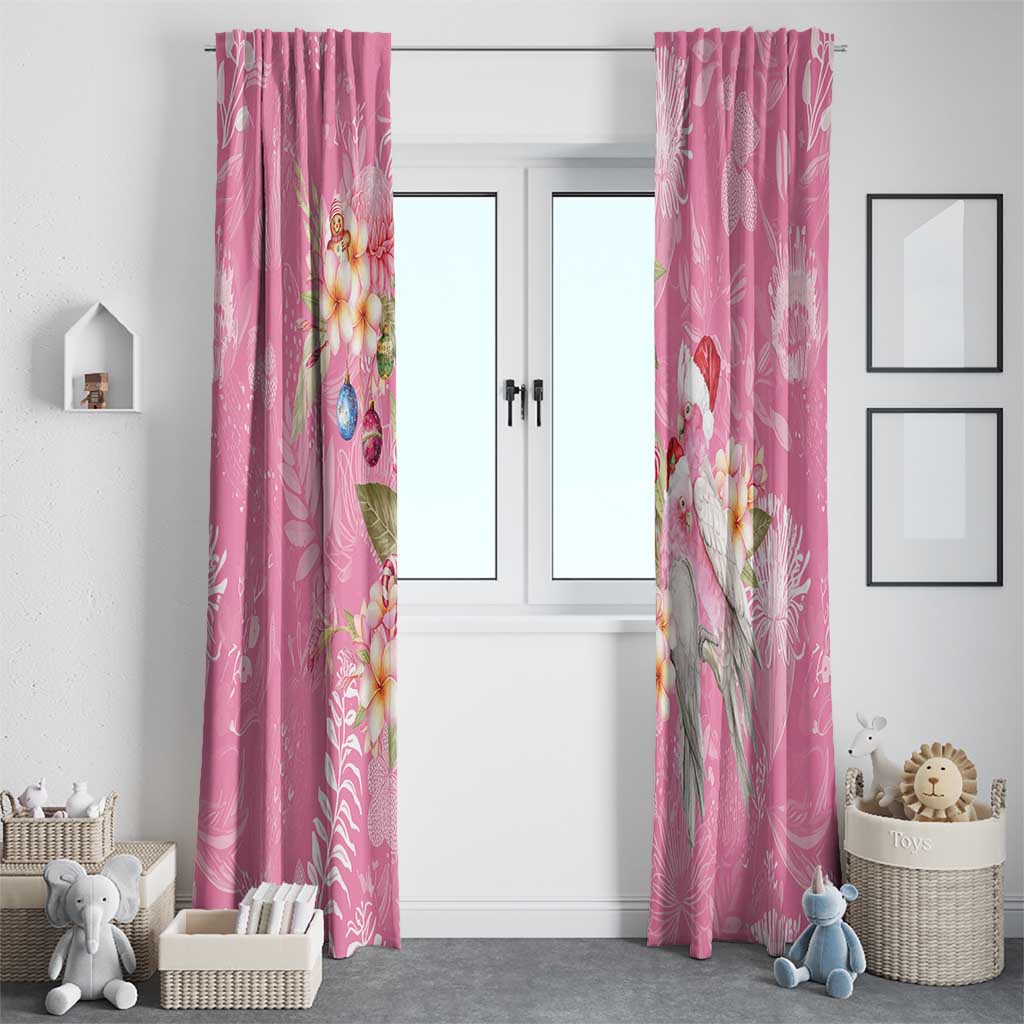 Joyful Pink Cockatoo Window Curtain Australia Christmas Vibes - Aussie Hoodie