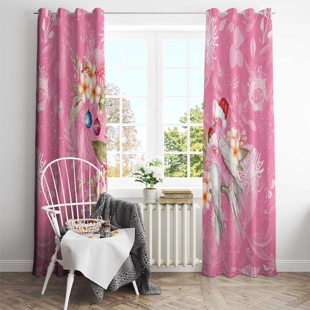 Joyful Pink Cockatoo Window Curtain Australia Christmas Vibes - Aussie Hoodie