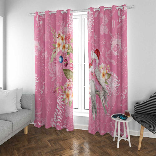 Joyful Pink Cockatoo Window Curtain Australia Christmas Vibes - Aussie Hoodie