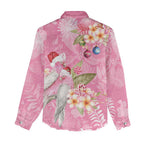 Joyful Pink Cockatoo Women Casual Shirt Australia Christmas Vibes - Aussie Hoodie