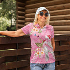 Joyful Pink Cockatoo Women Polo Shirt Australia Christmas Vibes - Aussie Hoodie