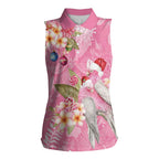 Joyful Pink Cockatoo Women Sleeveless Polo Shirt Australia Christmas Vibes - Aussie Hoodie