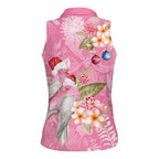 Joyful Pink Cockatoo Women Sleeveless Polo Shirt Australia Christmas Vibes - Aussie Hoodie