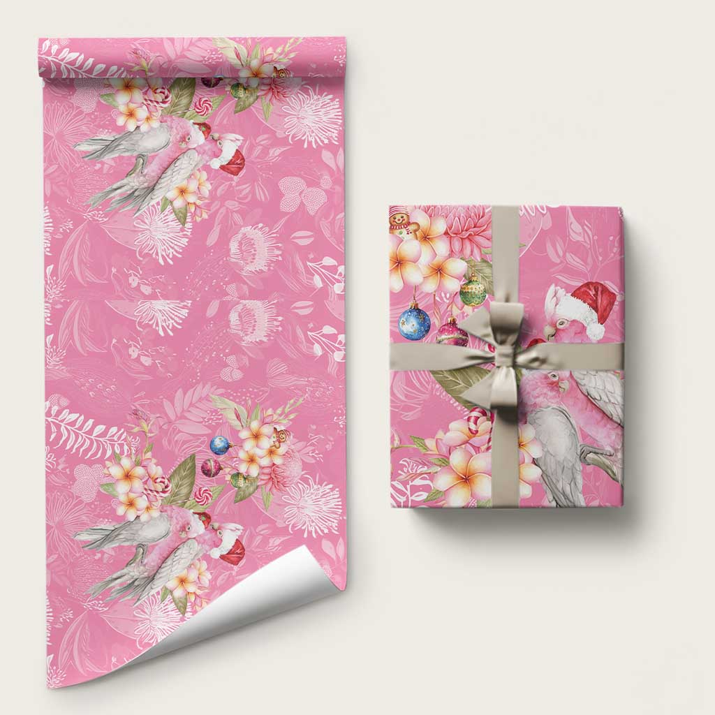 Joyful Pink Cockatoo Wrapping Paper Australia Christmas Vibes - Aussie Hoodie