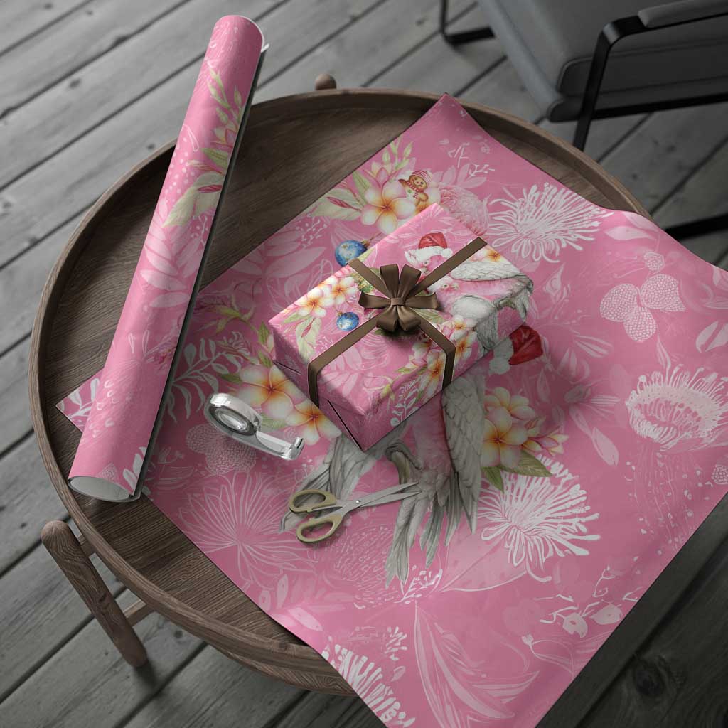 Joyful Pink Cockatoo Wrapping Paper Australia Christmas Vibes - Aussie Hoodie
