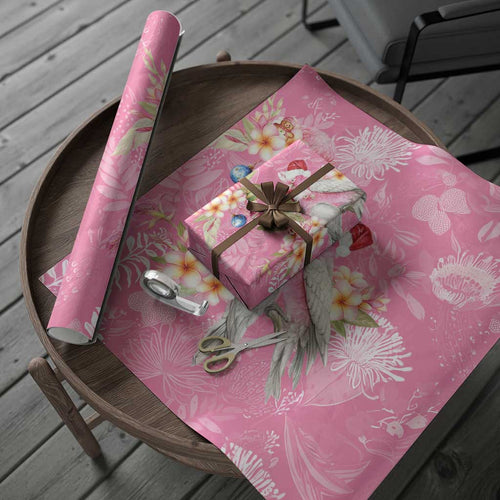 Joyful Pink Cockatoo Wrapping Paper Australia Christmas Vibes - Aussie Hoodie