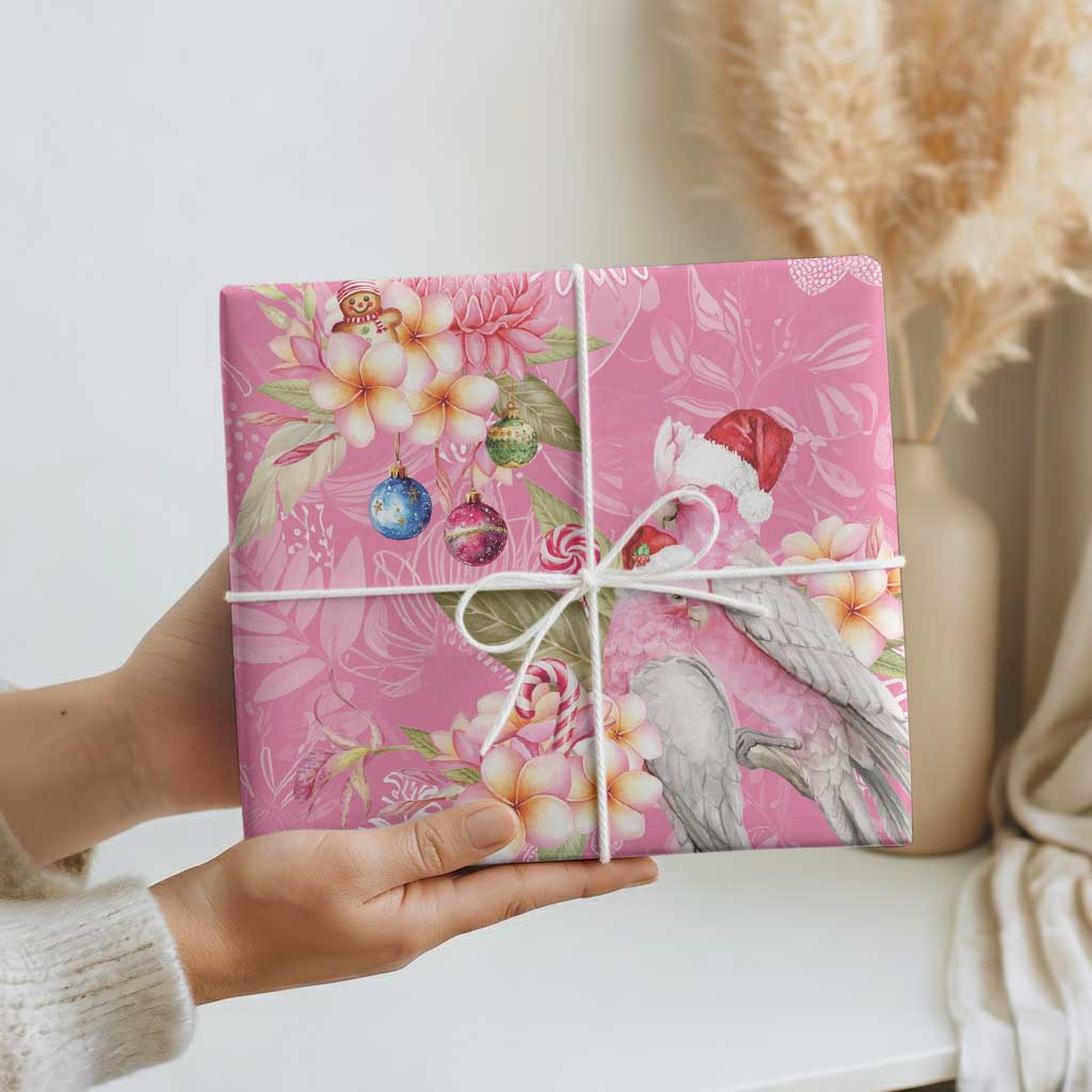 Joyful Pink Cockatoo Wrapping Paper Australia Christmas Vibes - Aussie Hoodie
