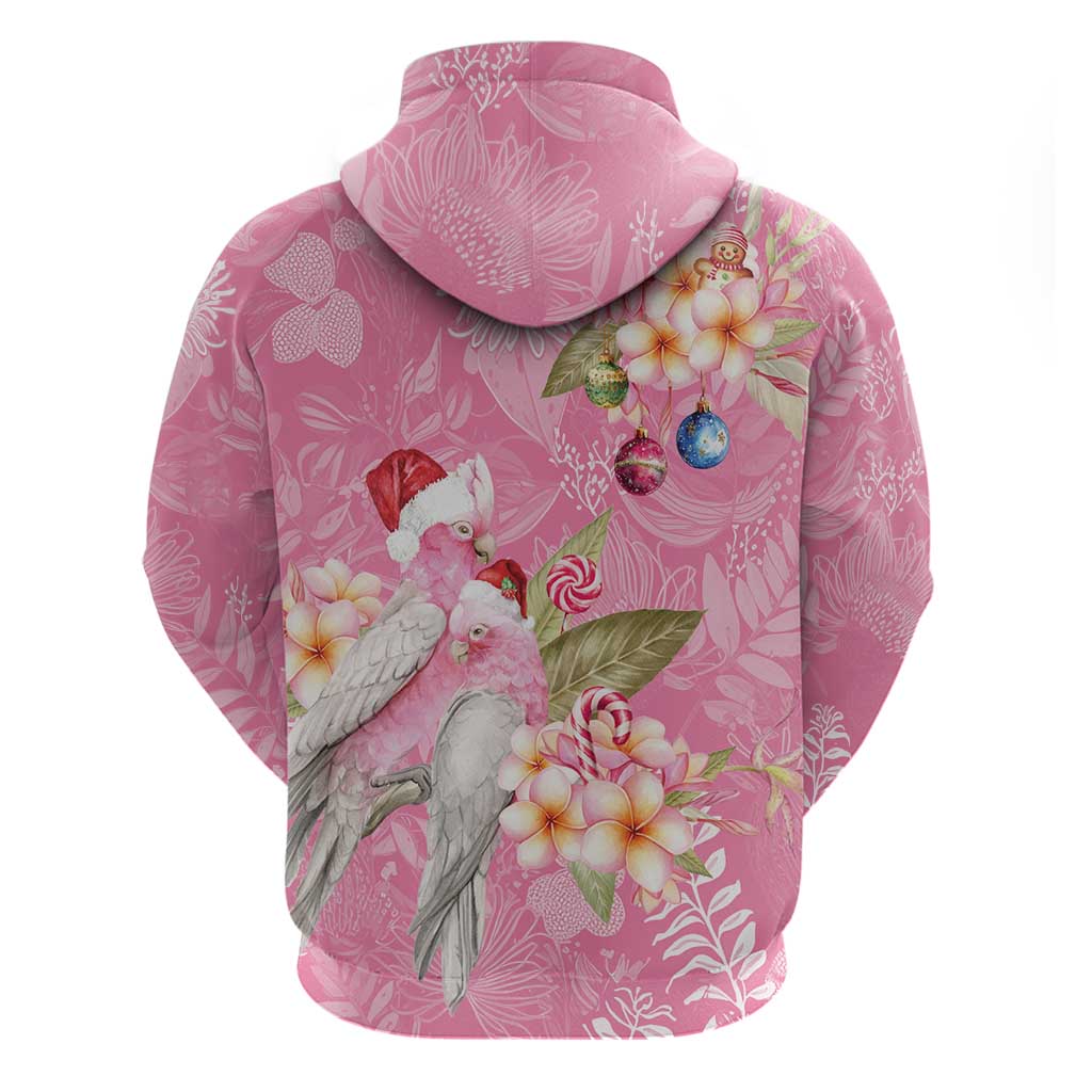 Joyful Pink Cockatoo Zip Hoodie Australia Christmas Vibes - Aussie Hoodie