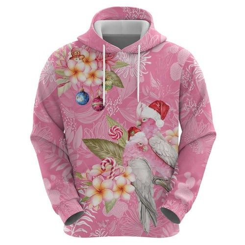 Joyful Pink Cockatoo Zip Hoodie Australia Christmas Vibes - Aussie Hoodie