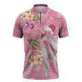 Joyful Pink Cockatoo Zipper Polo Shirt Australia Christmas Vibes - Aussie Hoodie