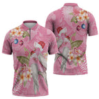 Joyful Pink Cockatoo Zipper Polo Shirt Australia Christmas Vibes - Aussie Hoodie