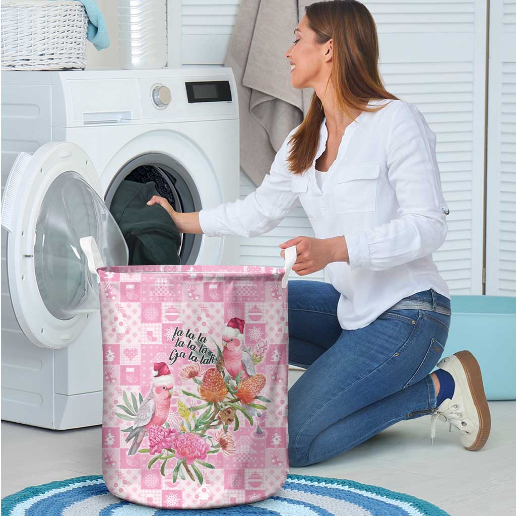 Sweet Pink Cockatoo’s Aussie Santa Laundry Basket Australia Christmas Vibes - Aussie Hoodie
