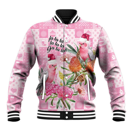 Sweet Pink Cockatoo’s Aussie Santa Baseball Jacket Australia Christmas Vibes - Aussie Hoodie