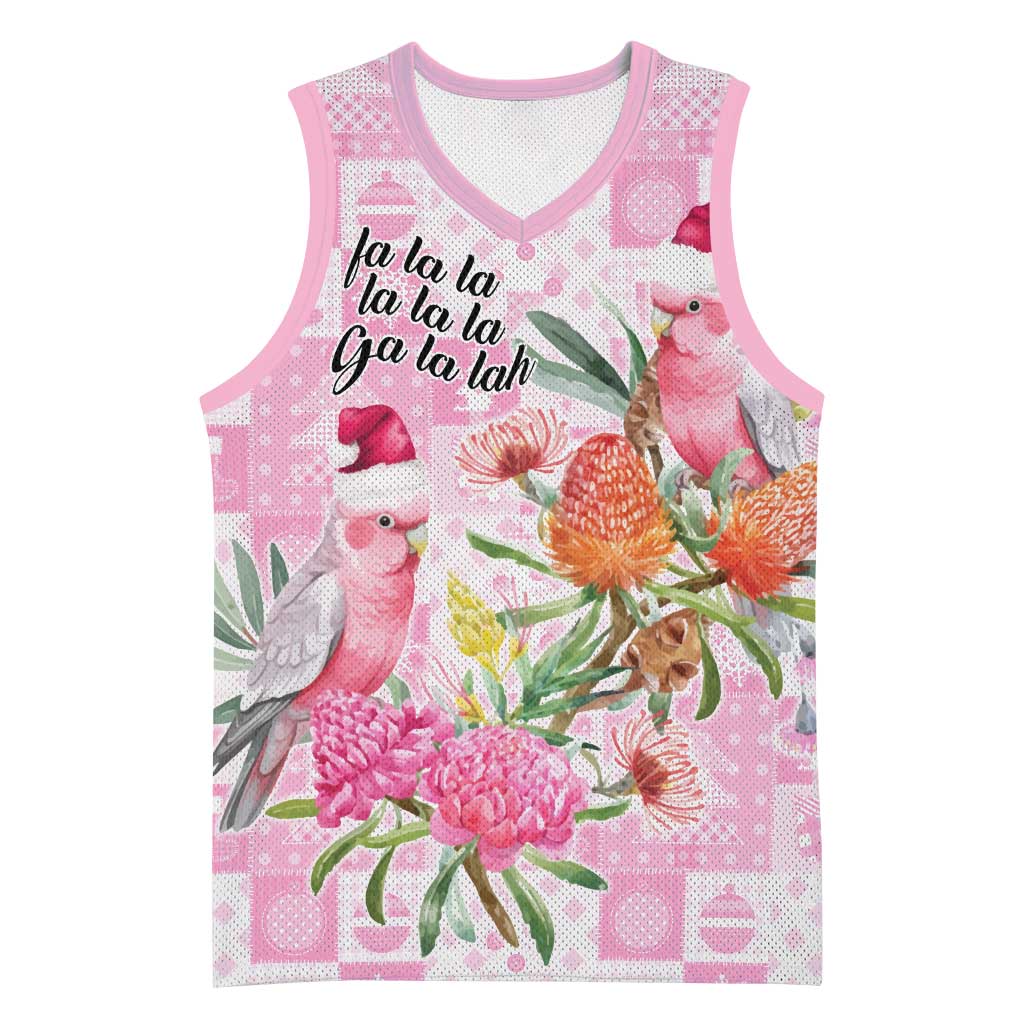 Sweet Pink Cockatoo’s Aussie Santa Basketball Jersey Australia Christmas Vibes - Aussie Hoodie